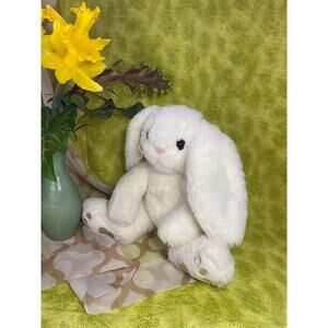 Bearington Nibbs Bunny Rabbit 15” Plush Cream Pink Heart Nose Floppy Ears Soft